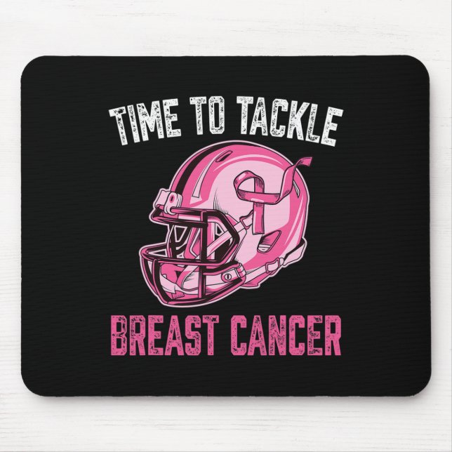Mousepad Tackear o capacete de futebol do Cancer da mama Fr (Frente)