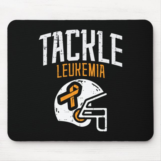 Mousepad Tackle Leukemia Helmet Orange Ribbon Blood Cancer  (Frente)