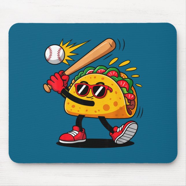 Mousepad Taco baseball mexican cinco de mayo men kids  (Frente)