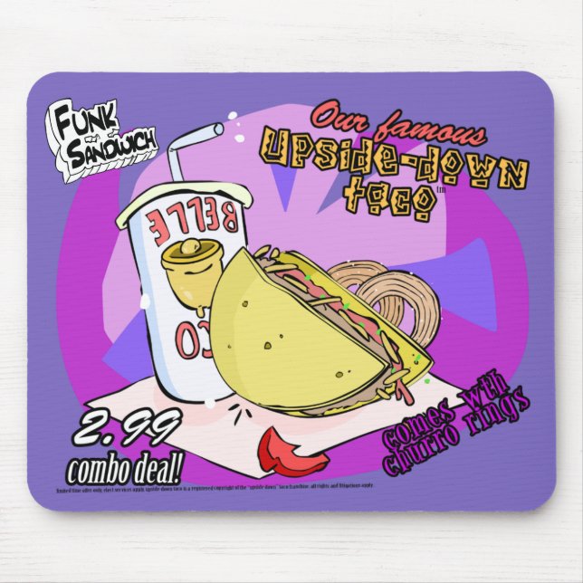 Mousepad Taco de cabeça para baixo do sanduíche do funk (Frente)