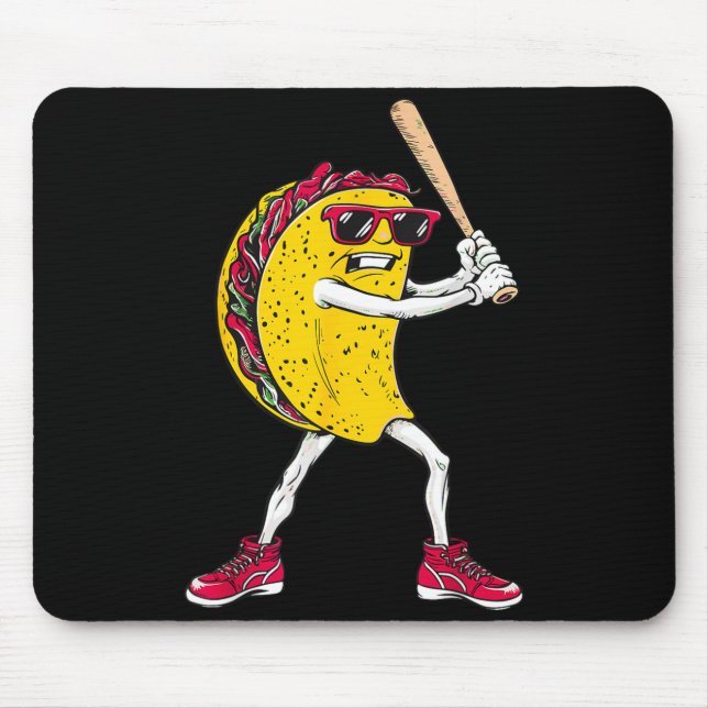 Mousepad Taco engraçado jogando beisebol mexicano cinco de  (Frente)