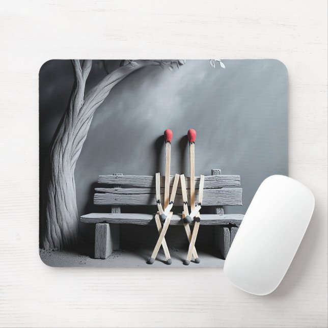 Mousepad Tacos de fósforos Sentados em um Banco (Com mouse)