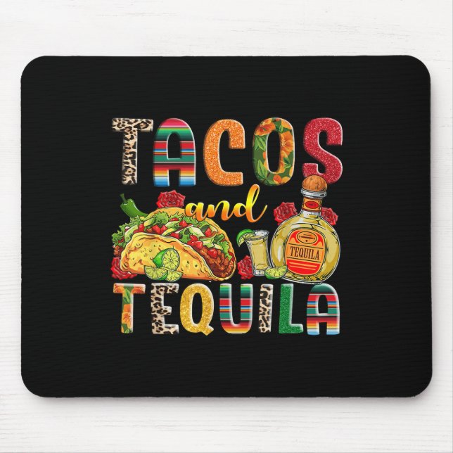 Mousepad Tacos E Tequila Bebendo Engraçado Taco Comida Mexi (Frente)