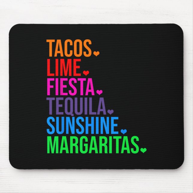 Mousepad Tacos Limão Fiesta Tequila Cinco De Mayo Gift (Frente)