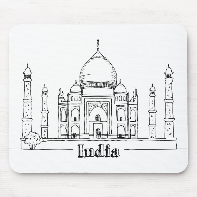Mousepad Taj Mahal Férias Desenhando Férias Viajando (Frente)