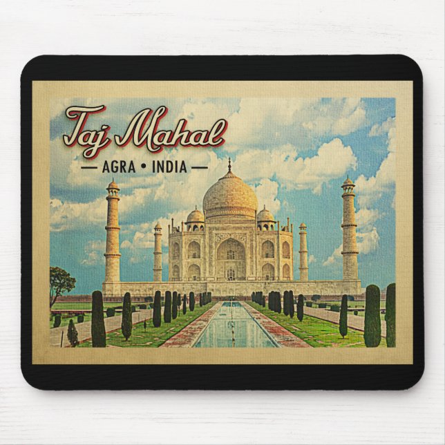 Mousepad Taj Mahal Viagens vintage Índia (Frente)