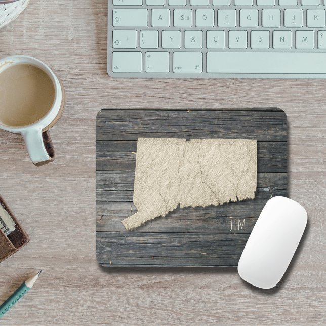 Mousepad Tampa de Rato com Contorno do Estado de Connecticu (Personlize your office with this Connecticut mousepad!)