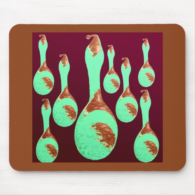 Mousepad Tampo de Mesa com Abóboras Verde-Menta Abstratas (Frente)