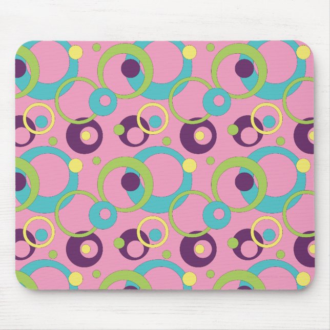Mousepad Tampo de Mouse Círculos Rosa Funky (Frente)