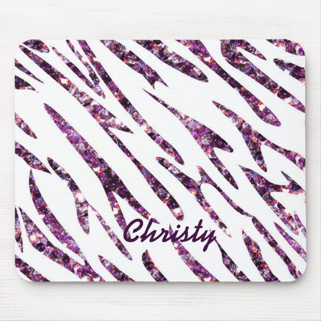Mousepad Tampo de Mouse com Brilho e Estampa de Zebra Roxo  (Frente)