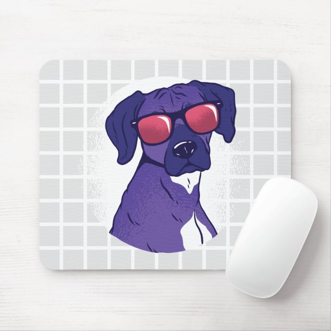 Mousepad Tampo de Mouse com Cachorro Legal e Óculos de Sol  (Com mouse)