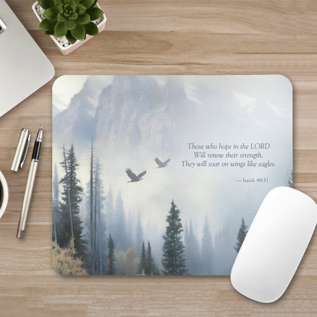 Mousepad Tampo de Mouse com Escritura de Isaías 40:31 Asas  (Criador carregado)