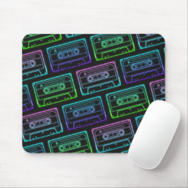 Mousepad Tampo de Mouse com Padrão de Fita Cassete Neon Azu