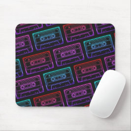 Mousepad Tampo de Mouse com Padrão de Fita Cassete Neon Ros
