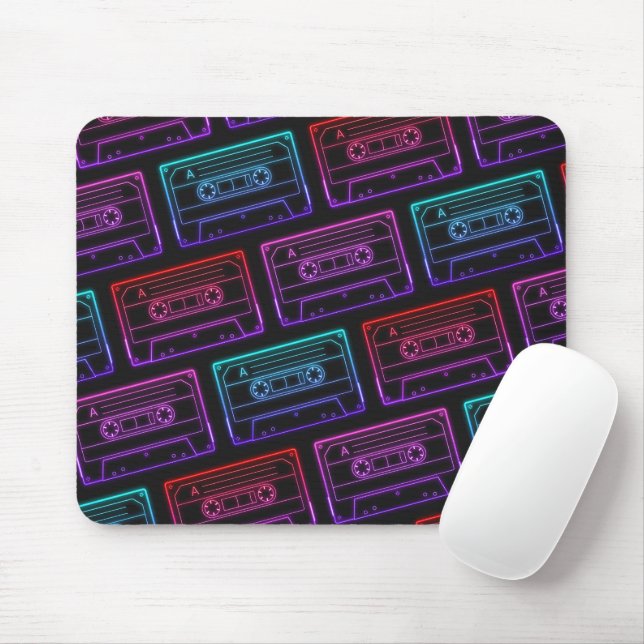 Mousepad Tampo de Mouse com Padrão de Fita Cassete Neon Ros (Com mouse)