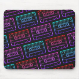 Mousepad Tampo de Mouse com Padrão de Fita Cassete Neon Ros