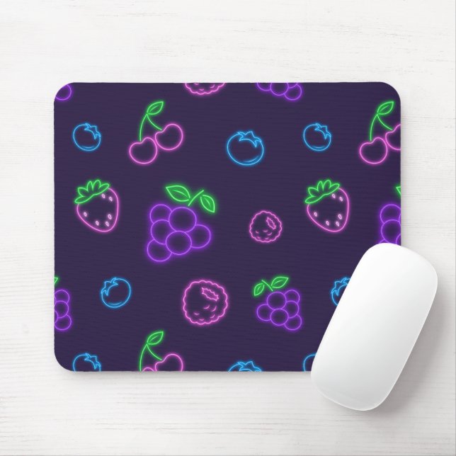 Mousepad Tampo de Mouse com Padrão de Frutas Neon (Com mouse)