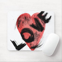 Mousepad Tampo de Mouse Coração Vermelho com Pincelada Expr
