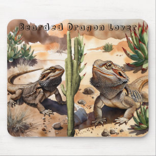Mousepad Tampo de Mouse Dragão Barbudo Deserto Aquarela