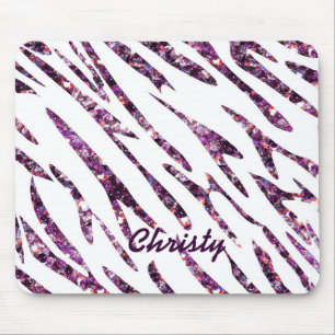 Mousepad Tampo de Mouse Estampa de Zebra Brilho Rosa Roxo B