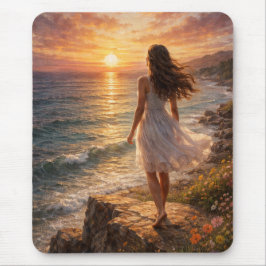 Mousepad Tampo de Mouse Estético do Oceano ao Pôr do Sol