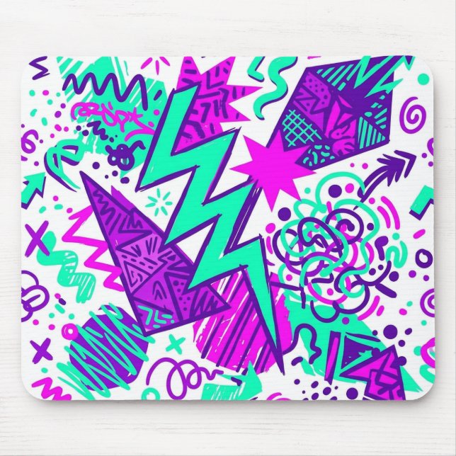 Mousepad Tampo de Mouse Formas e Padrões Abstratos Neon (Frente)