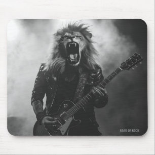 Mousepad Tampo de Mouse Guitarrista Leão Monocromático Músi