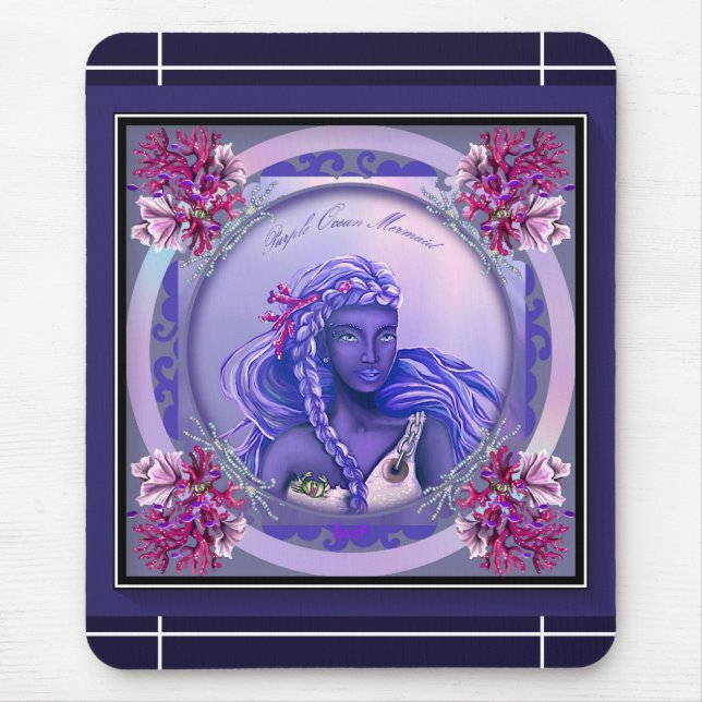 Mousepad Tampo de Mouse Mermaid Oceano Roxo (Frente)