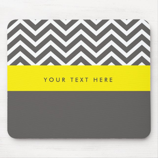 Mousepad Tampo de Mouse Moderno Cinza e Amarelo Chevron Ten (Frente)