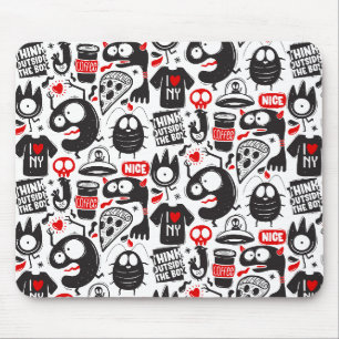 Mousepad Tampo de Mouse Monstros Pretos e Vermelhos Caprich