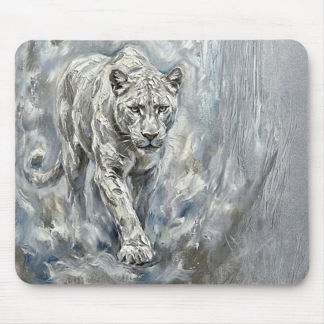 Mousepad Tampo de Mouse Pantera Branca – Arte de Mesa Majes (Frente)