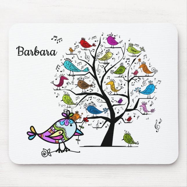 Mousepad Tampo de Mouse Pássaro da Primavera Colorido Perso (Frente)