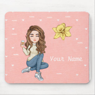 Mousepad Tampo de Mouse Personalizado Girl Boss com Coraçõe