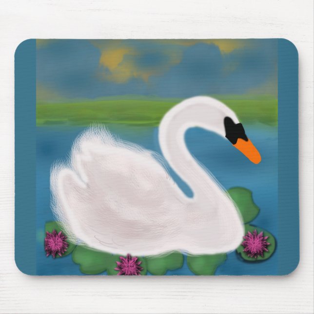 Mousepad Tampo de Mouse Pintura Cisne Branco (Frente)