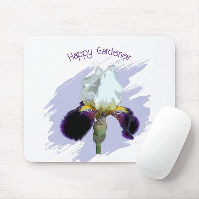 Mousepad Tampo de Mouse Quadrado Íris Roxa e Branca (Com mouse)