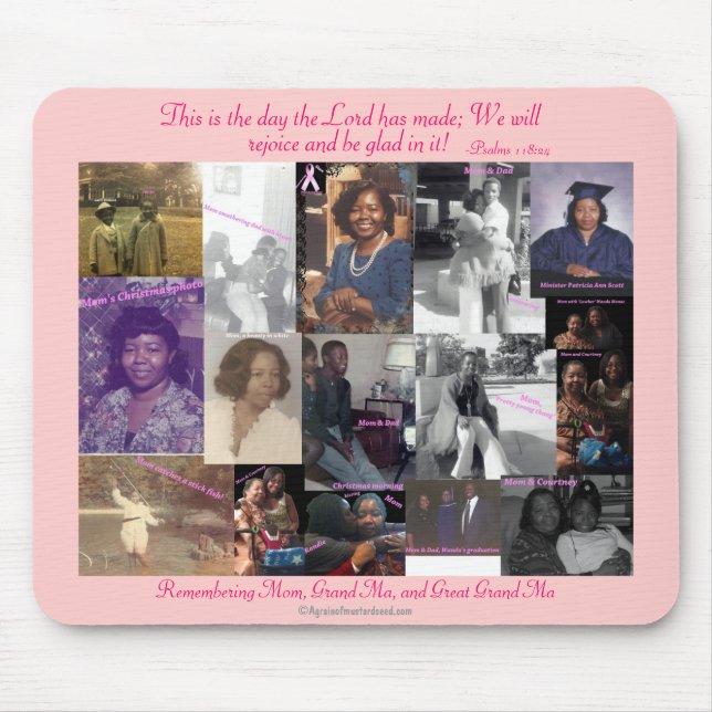 Mousepad Tampo de Mouse Rosa Agrainofmustardseed.com de Pat (Frente)