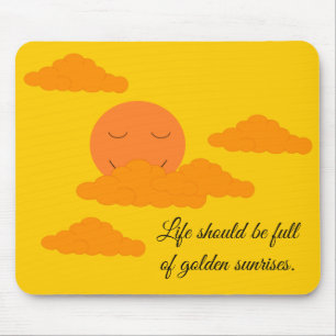 Mousepad Tampo de Mouse Sol Laranja e Nascer do Sol Dourado