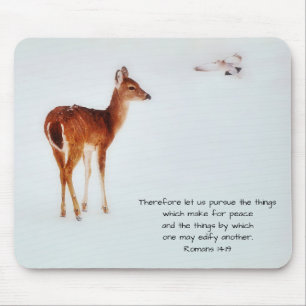 Mousepad Tampo de Mouse Versículo Bíblico Fé de Cervo e Pom