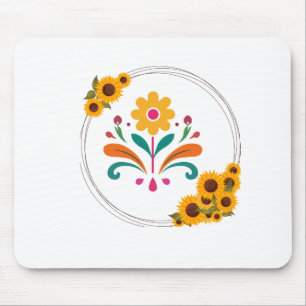 Mousepad Tampo de Rato Crista Floral Amarela Arte Folclóric