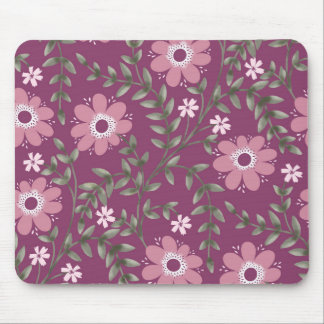 Mousepad Tampo de Rato Floral Rosa e Branco