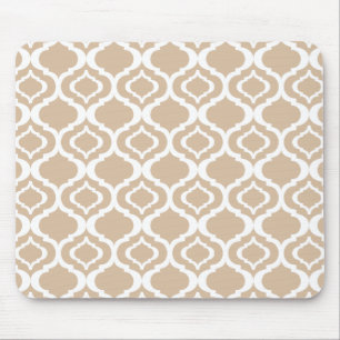 Mousepad Tan e teste padrão marroquino geométrico branco da