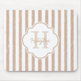 Mousepad Tan formal pintado listra o monograma e o nome