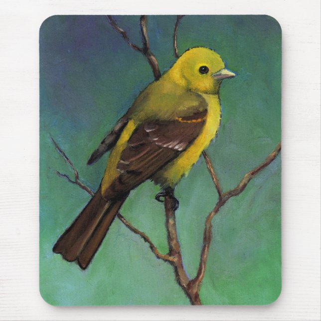 Mousepad Tanager (pássaro) no Pastel do óleo, arte do (Frente)