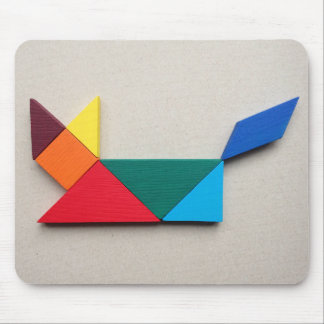 Mousepad Tangram multicolorido do gato