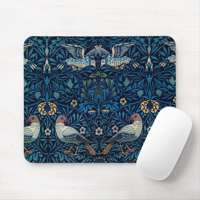 Mousepad Tapeçaria Floral Clássica William Morris Blue Bird (Com mouse)