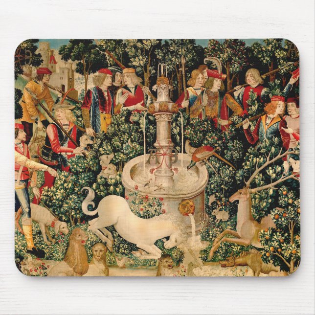 Mousepad Tapeçarias de Unicórnio Medieval Impressas: Met Cl (Frente)