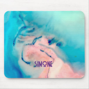Mousepad tapete de espiral de tinta marble azul cor-de-rosa