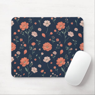 Mousepad Tapete de Mesa Botânico Coral Fofo e Bege