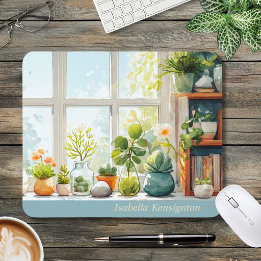 Mousepad Tapete de Mesa Casa Botânica Cacto Suculento