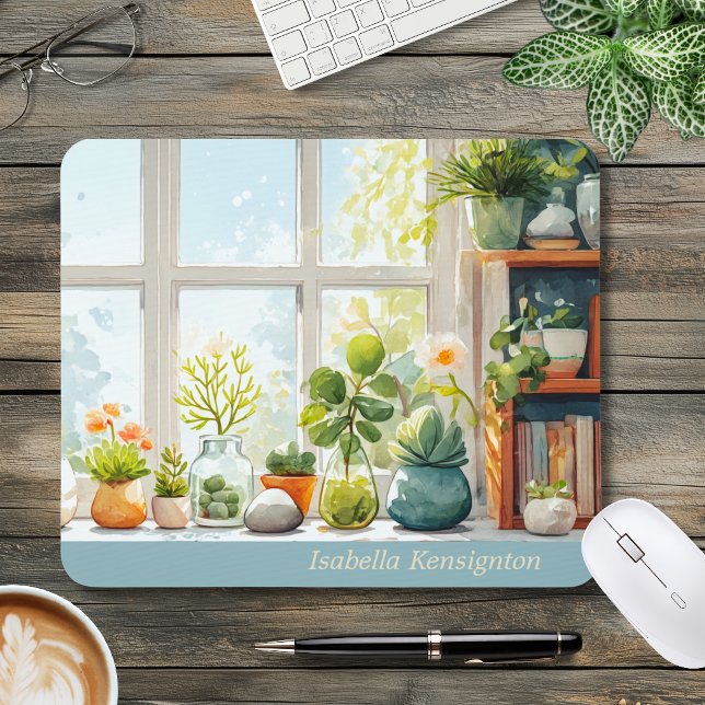 Mousepad Tapete de Mesa Casa Botânica Cacto Suculento (Criador carregado)